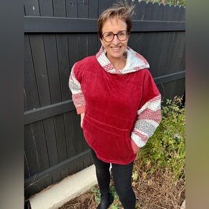 Vintage Women’s Medium Cozy Rust and Gray Women's Hoodie